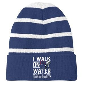 I Walk On Water Ice Hockey Tee Men Women Striped Beanie with Solid Band