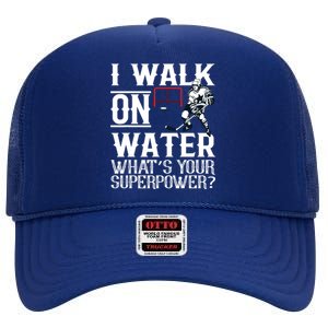 I Walk On Water Ice Hockey Tee Men Women High Crown Mesh Back Trucker Hat