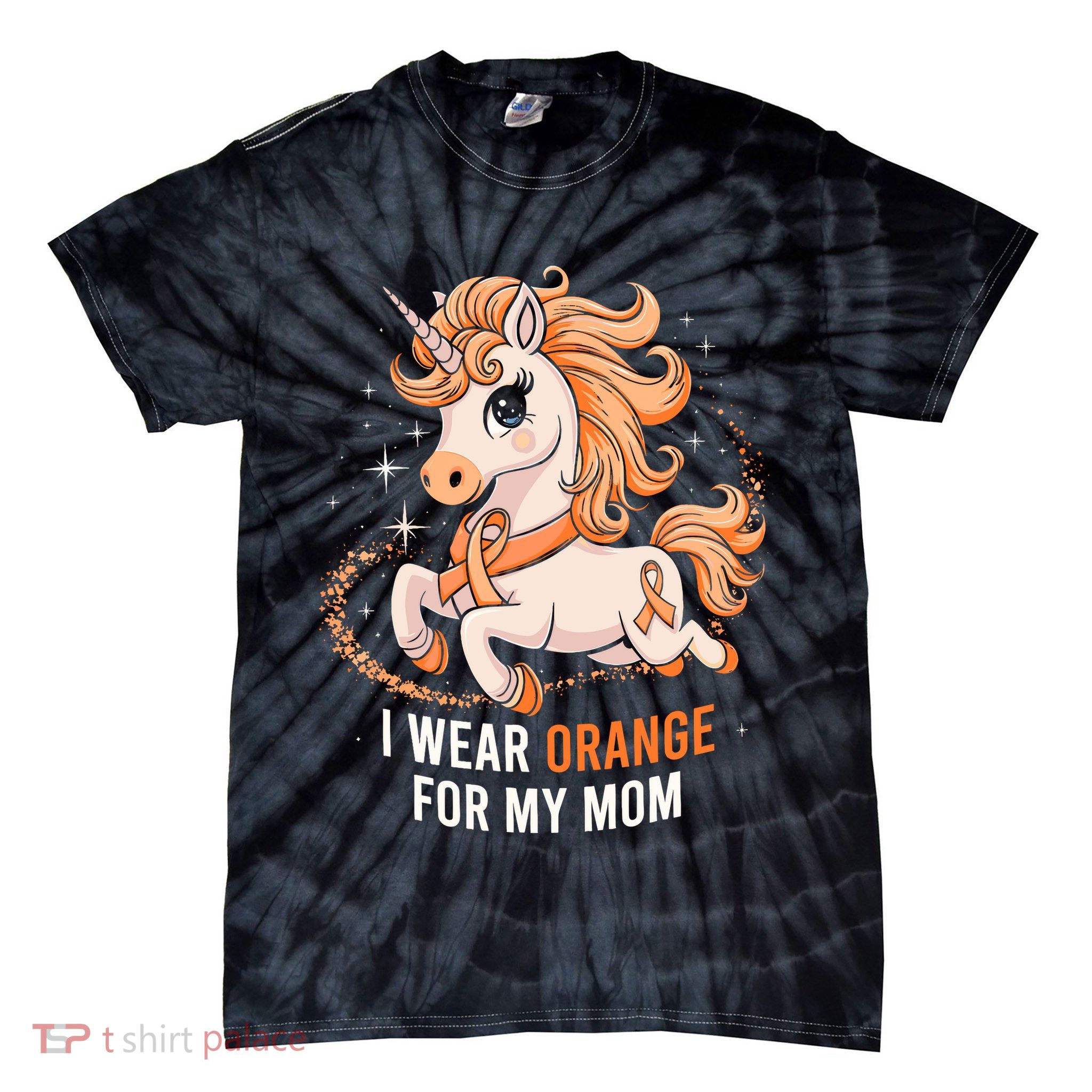 I Wear Orange For My Mom Unicorn MS Awareness Tie-Dye T-Shirt