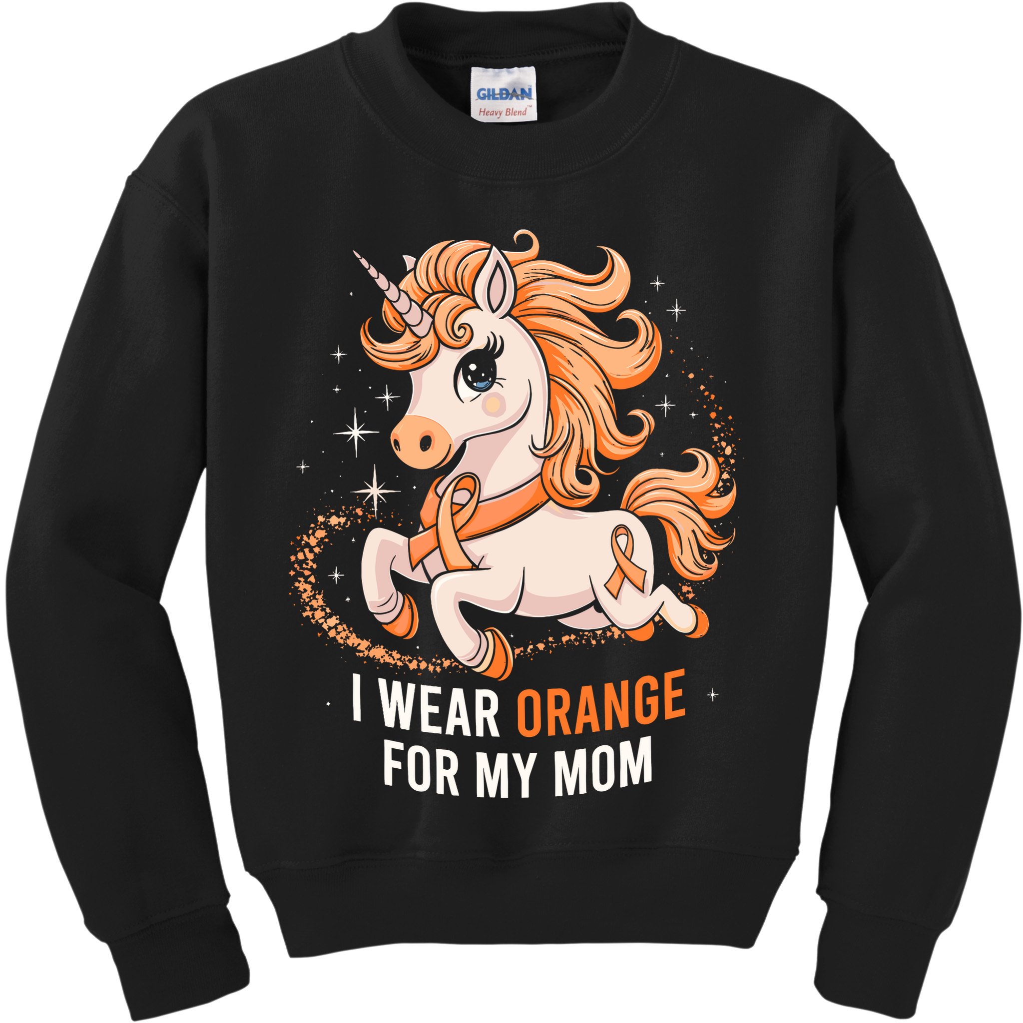 I Wear Orange For My Mom Unicorn MS Awareness Kids Sweatshirt