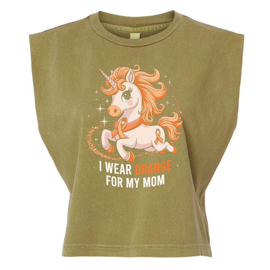 I Wear Orange For My Mom Unicorn MS Awareness Garment-Dyed Women's Muscle Tee