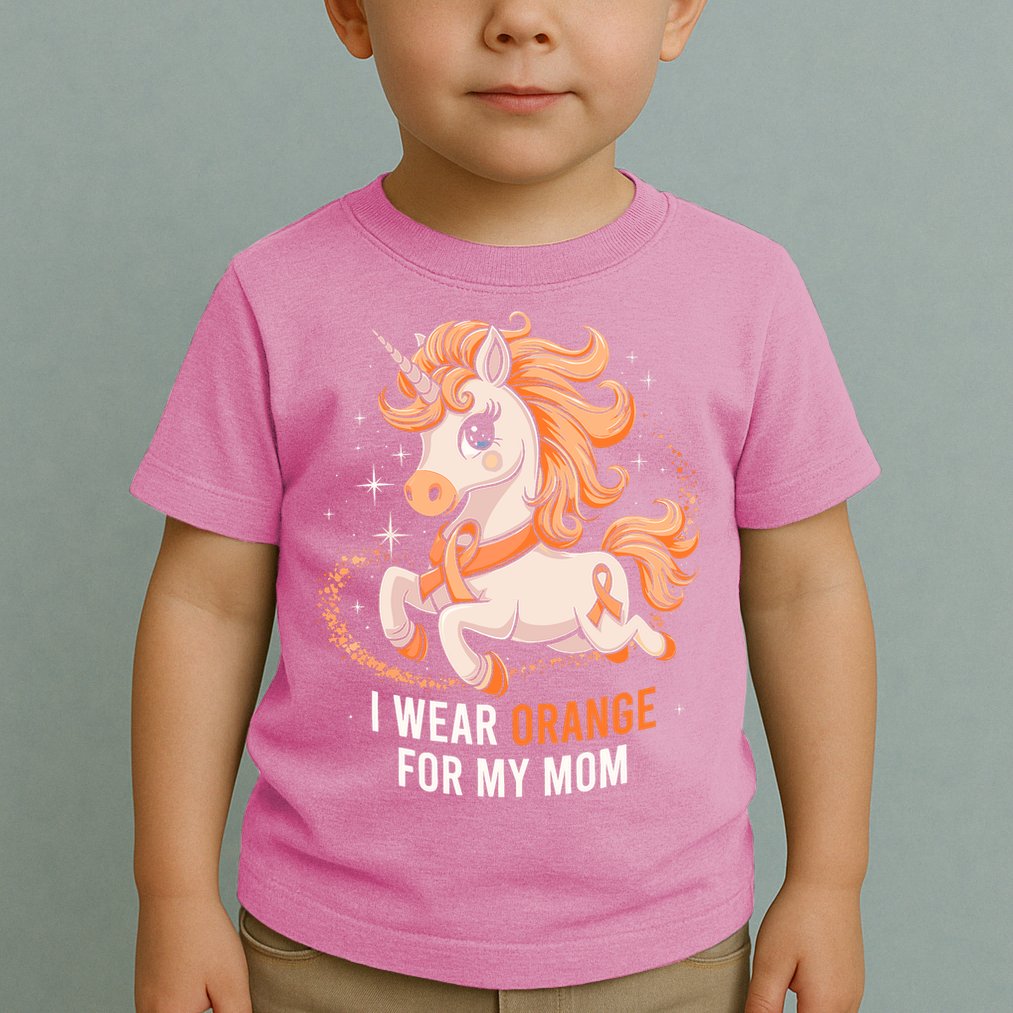 I Wear Orange For My Mom Unicorn MS Awareness Toddler T-Shirt