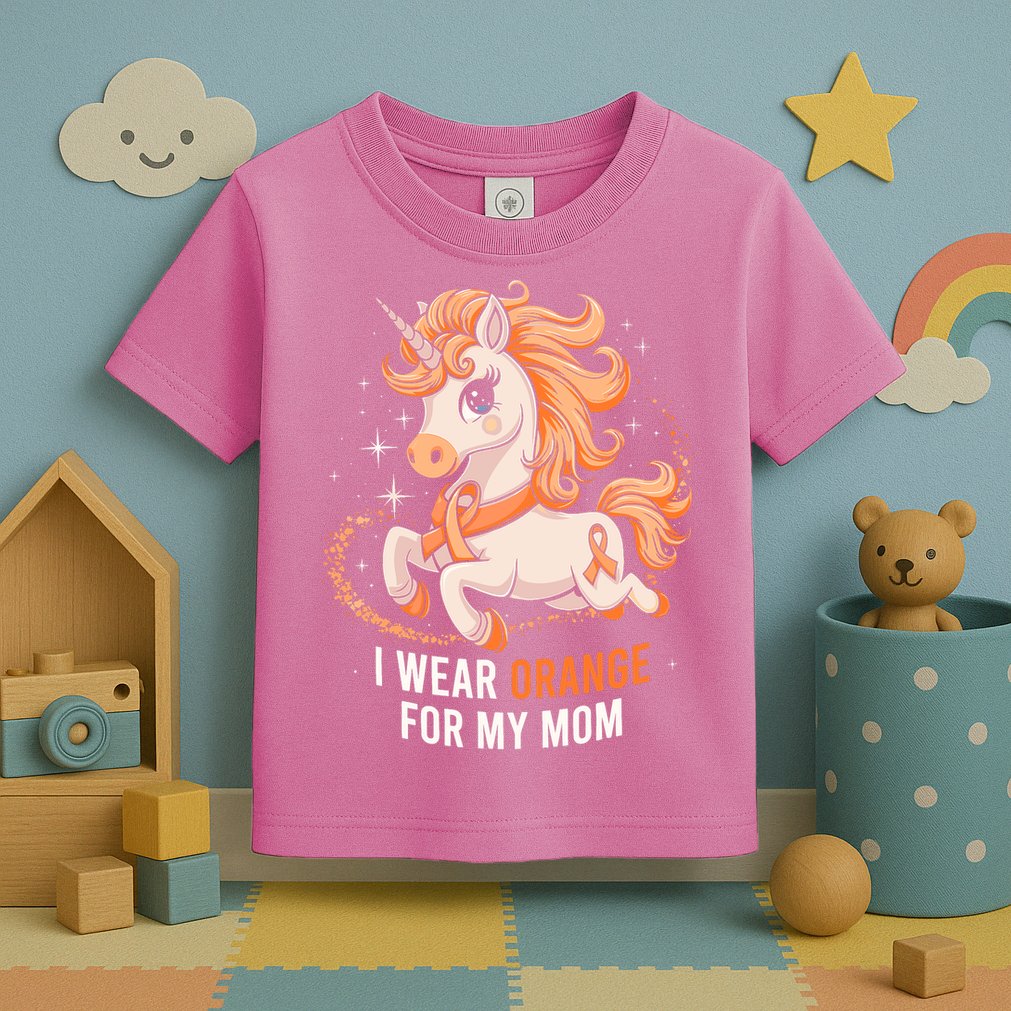 I Wear Orange For My Mom Unicorn MS Awareness Toddler T-Shirt