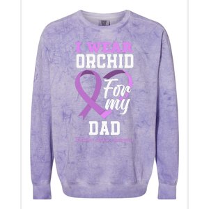 I Wear Orchid For My Dad Father Testicular Cancer Awareness Colorblast Crewneck Sweatshirt