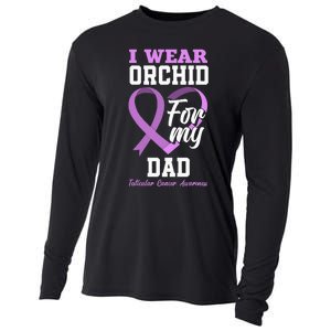 I Wear Orchid For My Dad Father Testicular Cancer Awareness Cooling Performance Long Sleeve Crew