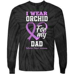 I Wear Orchid For My Dad Father Testicular Cancer Awareness Tie-Dye Long Sleeve Shirt