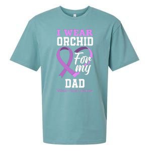 I Wear Orchid For My Dad Father Testicular Cancer Awareness Sueded Cloud Jersey T-Shirt