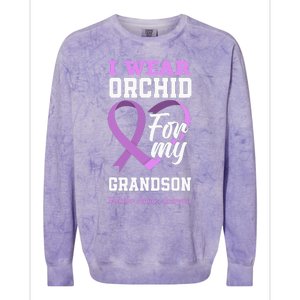 I Wear Orchid For My Grandson Testicular Cancer Awareness Colorblast Crewneck Sweatshirt