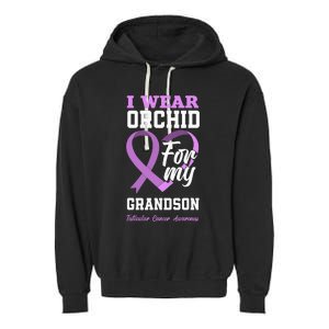 I Wear Orchid For My Grandson Testicular Cancer Awareness Garment-Dyed Fleece Hoodie