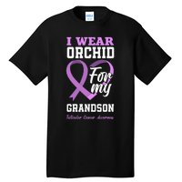 I Wear Orchid For My Grandson Testicular Cancer Awareness Tall T-Shirt