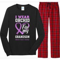 I Wear Orchid For My Grandson Testicular Cancer Awareness Long Sleeve Pajama Set