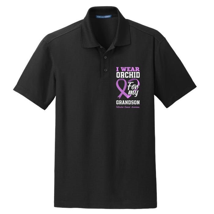 I Wear Orchid For My Grandson Testicular Cancer Awareness Dry Zone Grid Polo