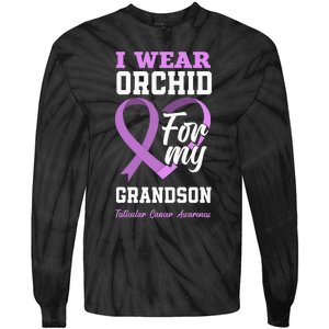 I Wear Orchid For My Grandson Testicular Cancer Awareness Tie-Dye Long Sleeve Shirt