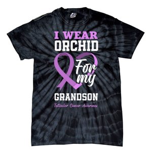 I Wear Orchid For My Grandson Testicular Cancer Awareness Tie-Dye T-Shirt