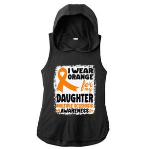 I Wear Orange For My Daughter Multiple Sclerosis Awareness Ladies PosiCharge Tri-Blend Wicking Draft Hoodie Tank