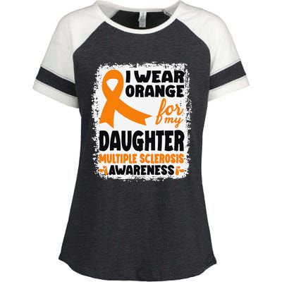 I Wear Orange For My Daughter Multiple Sclerosis Awareness Enza Ladies Jersey Colorblock Tee