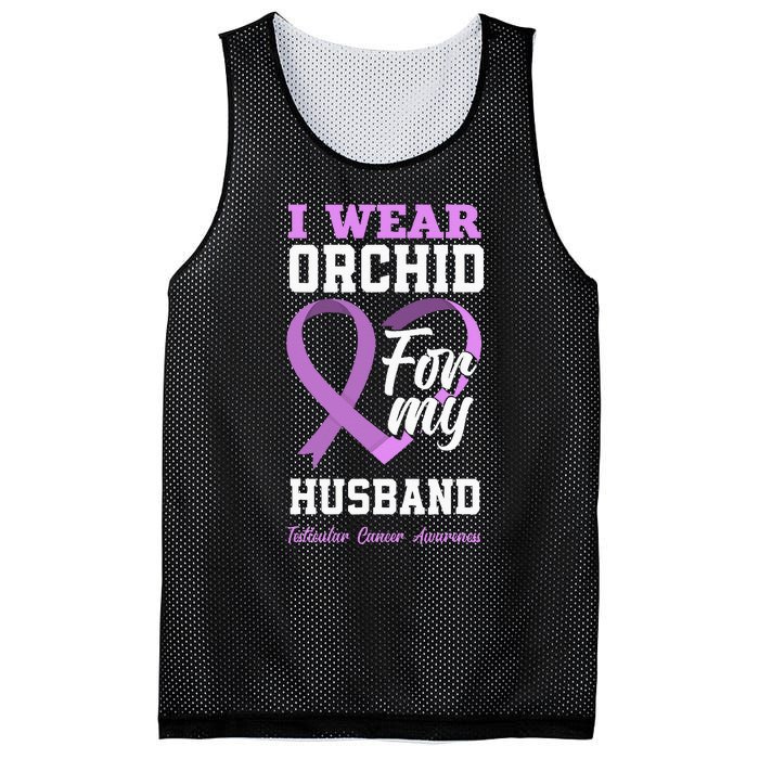 I Wear Orchid For My Husband Testicular Cancer Awareness Mesh Reversible Basketball Jersey Tank