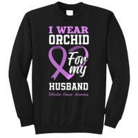 I Wear Orchid For My Husband Testicular Cancer Awareness Tall Sweatshirt