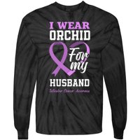 I Wear Orchid For My Husband Testicular Cancer Awareness Tie-Dye Long Sleeve Shirt