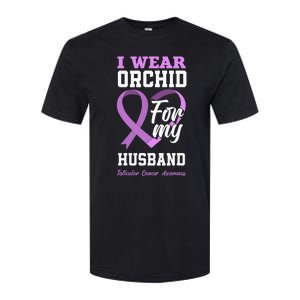 I Wear Orchid For My Husband Testicular Cancer Awareness Softstyle CVC T-Shirt