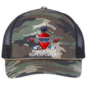 I Walk On Water What´s Your Superpower Ice Hockey Gift Retro Rope Trucker Hat Cap