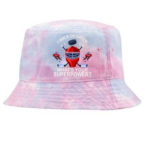 I Walk On Water What´s Your Superpower Ice Hockey Gift Tie-Dyed Bucket Hat