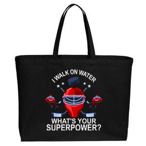 I Walk On Water What´s Your Superpower Ice Hockey Gift Cotton Canvas Jumbo Tote