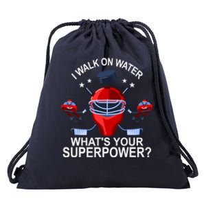 I Walk On Water What´s Your Superpower Ice Hockey Gift Drawstring Bag