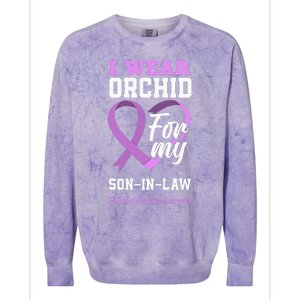 I Wear Orchid For My SonInLaw Testicular Cancer Awareness Colorblast Crewneck Sweatshirt