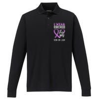 I Wear Orchid For My SonInLaw Testicular Cancer Awareness Performance Long Sleeve Polo