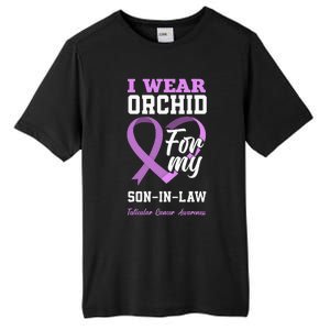 I Wear Orchid For My SonInLaw Testicular Cancer Awareness Tall Fusion ChromaSoft Performance T-Shirt