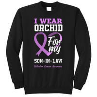 I Wear Orchid For My SonInLaw Testicular Cancer Awareness Tall Sweatshirt