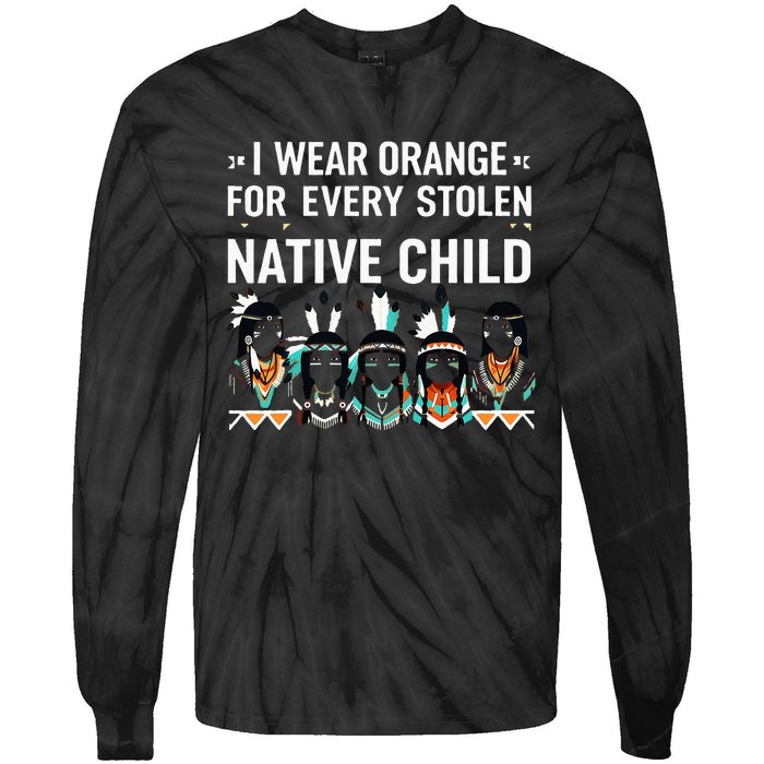 I Wear Orange For Every American Native Child Indian Pride Tie-Dye Long Sleeve Shirt