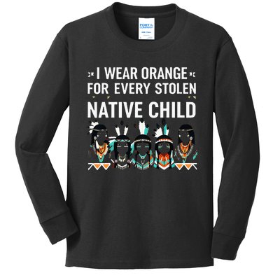 I Wear Orange For Every American Native Child Indian Pride Kids Long Sleeve Shirt