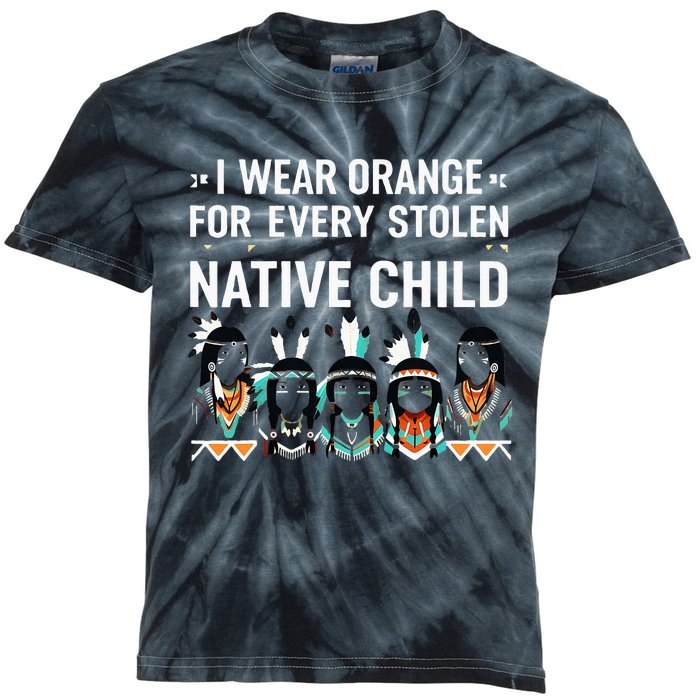 I Wear Orange For Every American Native Child Indian Pride Kids Tie-Dye T-Shirt