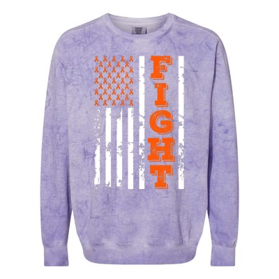 I Wear Orange Fight Kidney Cancer Awareness American Flag Colorblast Crewneck Sweatshirt