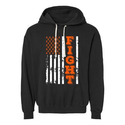 I Wear Orange Fight Kidney Cancer Awareness American Flag Garment-Dyed Fleece Hoodie