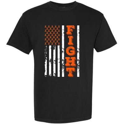 I Wear Orange Fight Kidney Cancer Awareness American Flag Garment-Dyed Heavyweight T-Shirt