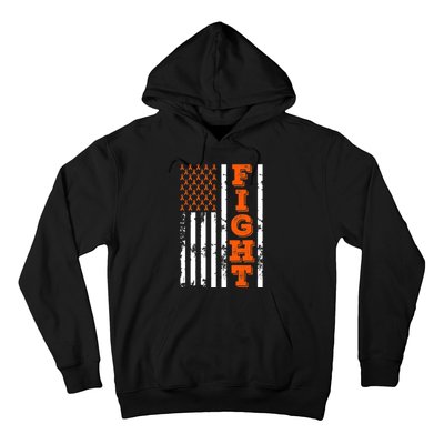 I Wear Orange Fight Kidney Cancer Awareness American Flag Hoodie