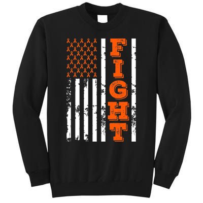 I Wear Orange Fight Kidney Cancer Awareness American Flag Sweatshirt