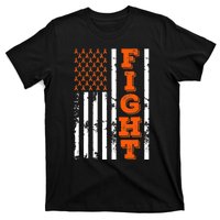 I Wear Orange Fight Kidney Cancer Awareness American Flag T-Shirt