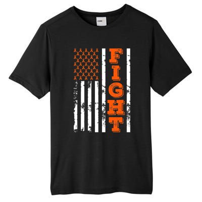 I Wear Orange Fight Kidney Cancer Awareness American Flag Tall Fusion ChromaSoft Performance T-Shirt