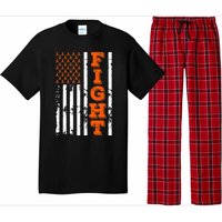 I Wear Orange Fight Kidney Cancer Awareness American Flag Pajama Set