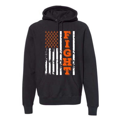 I Wear Orange Fight Kidney Cancer Awareness American Flag Premium Hoodie