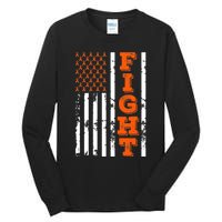 I Wear Orange Fight Kidney Cancer Awareness American Flag Tall Long Sleeve T-Shirt