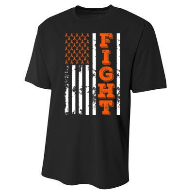 I Wear Orange Fight Kidney Cancer Awareness American Flag Performance Sprint T-Shirt