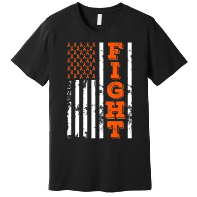 I Wear Orange Fight Kidney Cancer Awareness American Flag Premium T-Shirt