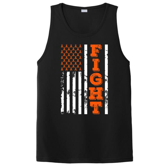 I Wear Orange Fight Kidney Cancer Awareness American Flag PosiCharge Competitor Tank