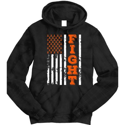 I Wear Orange Fight Kidney Cancer Awareness American Flag Tie Dye Hoodie