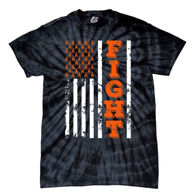 I Wear Orange Fight Kidney Cancer Awareness American Flag Tie-Dye T-Shirt